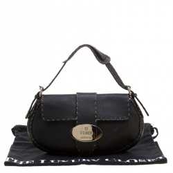 Pre Owned Fendi Black Leather Selleria Shoulder Bag