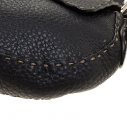 Pre Owned Fendi Black Leather Selleria Shoulder Bag