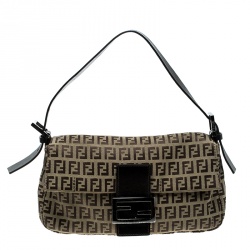 Pre Owned Fendi Brown Zucchino Canvas Mama Baguette Shoulder Bag