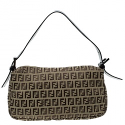 Pre Owned Fendi Brown Zucchino Canvas Mama Baguette Shoulder Bag