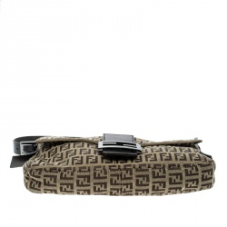 Pre Owned Fendi Brown Zucchino Canvas Mama Baguette Shoulder Bag