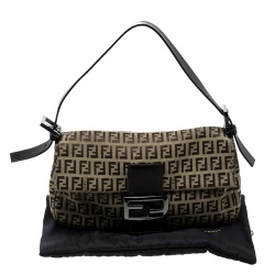 Pre Owned Fendi Brown Zucchino Canvas Mama Baguette Shoulder Bag