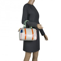 Fendi Beige/Multicolor Zucchino Sequin Canvas and Leather Bauletto Boston Bag