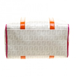 Fendi Beige/Multicolor Zucchino Sequin Canvas and Leather Bauletto Boston Bag
