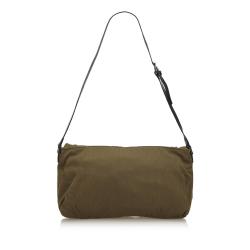 Pre Owned Fendi Khaki Canvas Flap Shoulder Bag