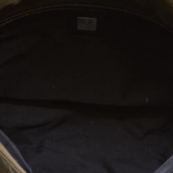 Pre Owned Fendi Khaki Canvas Flap Shoulder Bag