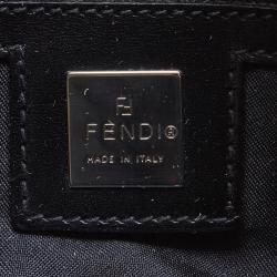 Pre Owned Fendi Khaki Canvas Flap Shoulder Bag