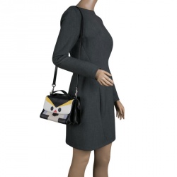 Pre Owned Fendi Black Textured Leather Mini Demi Jour Penguin Shoulder Bag