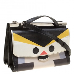 Pre Owned Fendi Black Textured Leather Mini Demi Jour Penguin Shoulder Bag