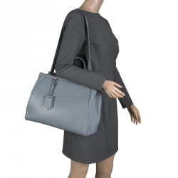 Pre Owned Fendi Grey Saffiano Leather 2Jours Tote