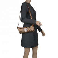 Pre Owned Fendi Brown Satin Mama Baguette Shoulder Bag