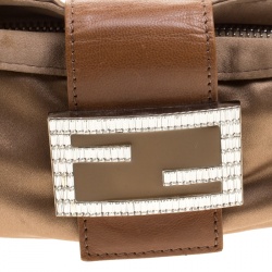 Pre Owned Fendi Brown Satin Mama Baguette Shoulder Bag