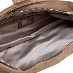 Pre Owned Fendi Brown Satin Mama Baguette Shoulder Bag