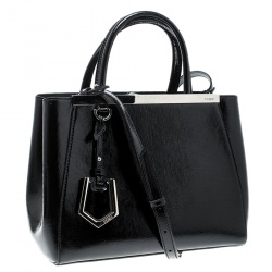 Pre Owned Fendi Black Patent Leather Small 2Jours Tote