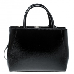 Pre Owned Fendi Black Patent Leather Small 2Jours Tote