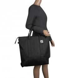 Pre Owned Fendi Dark Grey Zucca Coated Canvas North South Zip Tote