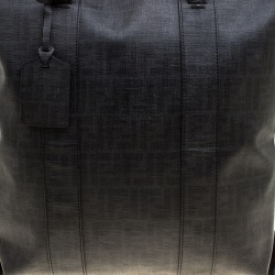 Pre Owned Fendi Dark Grey Zucca Coated Canvas North South Zip Tote