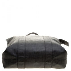 Pre Owned Fendi Dark Grey Zucca Coated Canvas North South Zip Tote