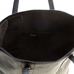 Pre Owned Fendi Dark Grey Zucca Coated Canvas North South Zip Tote