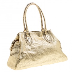 Pre Owned Fendi Gold Leather Du Jour Satchel