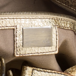 Pre Owned Fendi Gold Leather Du Jour Satchel