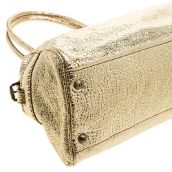 Pre Owned Fendi Gold Leather Du Jour Satchel