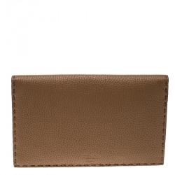 Pre Owned Fendi Brown Leather Mini Peekaboo Clutch