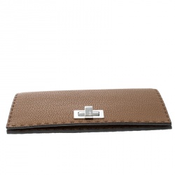 Pre Owned Fendi Brown Leather Mini Peekaboo Clutch