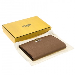 Pre Owned Fendi Brown Leather Mini Peekaboo Clutch
