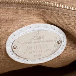 Pre Owned Fendi White Leather Large Peekaboo Top Handle Bag