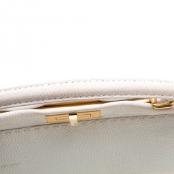 Pre Owned Fendi White Leather Large Peekaboo Top Handle Bag