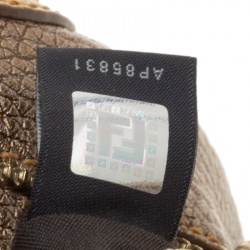 Pre Owned Fendi Gold Pebbled Leather Media Boston Bag