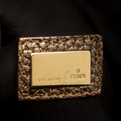 Pre Owned Fendi Gold Pebbled Leather Media Boston Bag