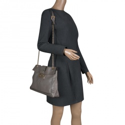 Fendi Grey Leather Maxi Baguette Flap Shoulder Bag