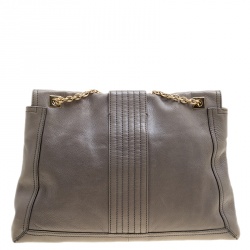 Fendi Grey Leather Maxi Baguette Flap Shoulder Bag