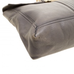 Fendi Grey Leather Maxi Baguette Flap Shoulder Bag