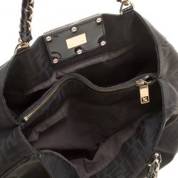 Pre Owned Fendi Black Zucca Canvas Large Mia Tote