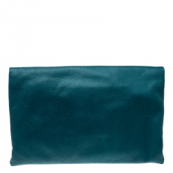 Pre Owned Fendi Brown/Green Leather Foldover Clutch