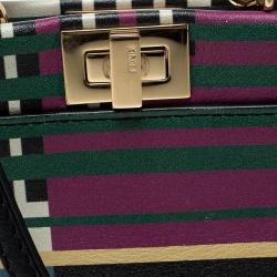 Pre Owned Fendi Multicolor Stripe Print Leather Micro Peekaboo Bag