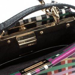 Pre Owned Fendi Multicolor Stripe Print Leather Micro Peekaboo Bag
