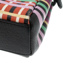Pre Owned Fendi Multicolor Stripe Print Leather Micro Peekaboo Bag