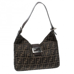 Pre Owned Fendi Brown Zucca Canvas Hobo