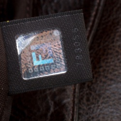 Pre Owned Fendi Dark Brown Zucca Embossed Leather Chef Shoulder Bag