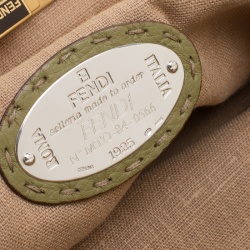 Pre Owned Fendi Green Selleria Leather Large Peekaboo Top Handle Bag