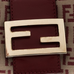 Pre Owned Fendi Beige/Red Zucchino Canvas and Leather Satchel