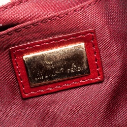 Pre Owned Fendi Beige/Red Zucchino Canvas and Leather Satchel