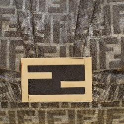Pre Owned Fendi Metallic Zucca Canvas New Forever Flap Shoulder Bag