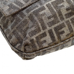 Pre Owned Fendi Metallic Zucca Canvas New Forever Flap Shoulder Bag