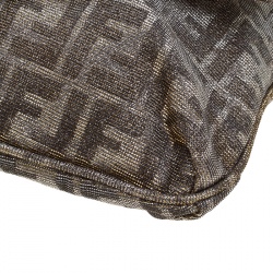 Pre Owned Fendi Metallic Zucca Canvas New Forever Flap Shoulder Bag
