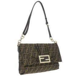 مملوكة مسبقًا Fendi Brown Logo Jacquard Mia Zucca Flap Bag